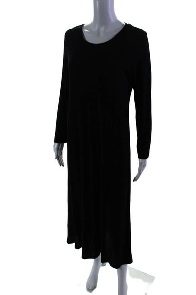 Eileen Fisher Womens Long Sleeve Scoop Neck Knit Shirt Dress Black Size Small