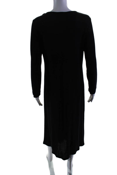 Eileen Fisher Womens Long Sleeve Scoop Neck Knit Shirt Dress Black Size Small