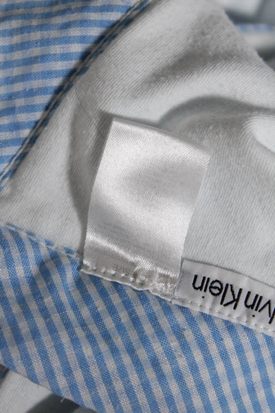 Calvin Klein Unisex Baby Fleece Gingham Print Trim Baby Blanket Blue OS