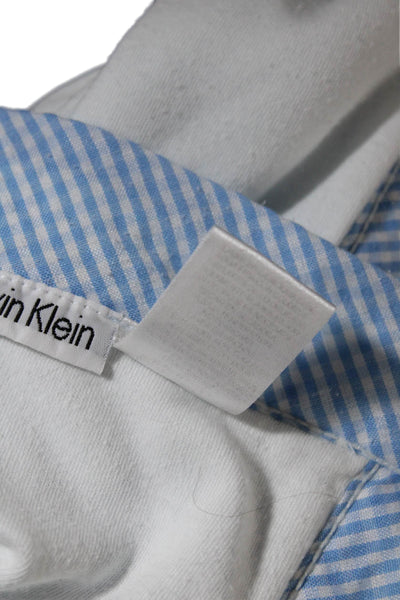 Calvin Klein Unisex Baby Fleece Gingham Print Trim Baby Blanket Blue OS