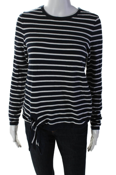 j.mclaughlin Stripped Round Neck Long Sleeve Stripe Knit Top Black Size S