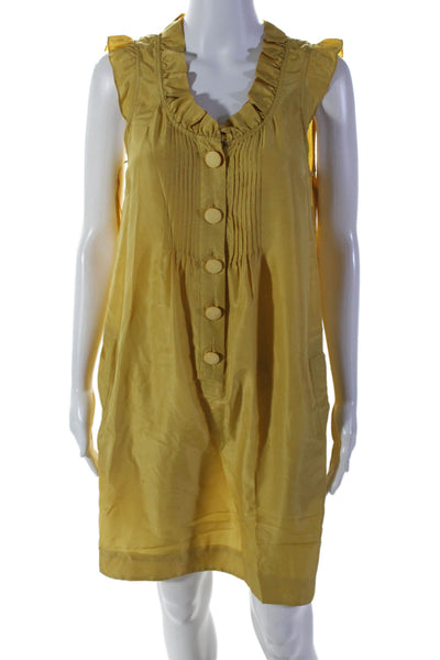 Designer Fashion Silk Ruffled Laced Dress Undergarment Golden Yellow Size 9