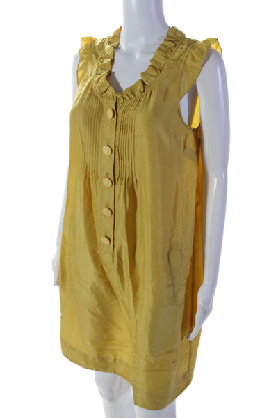 Designer Fashion Silk Ruffled Laced Dress Undergarment Golden Yellow Size 9