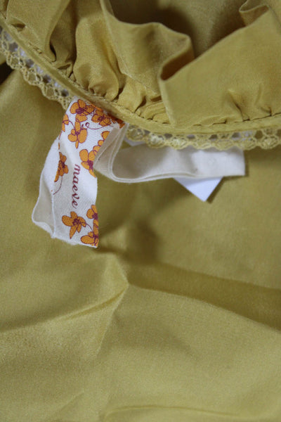 Designer Fashion Silk Ruffled Laced Dress Undergarment Golden Yellow Size 9