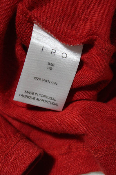 IRO Womens Short Sleeve V Neck Lace Up Basic Knit Top Red Size Small