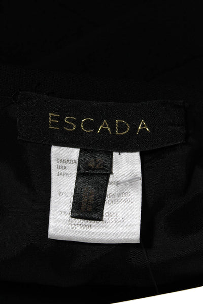 Escada Womens Back Zip Straight Side Slit Skirt Wool Black Size 42