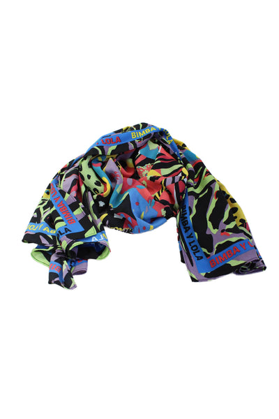 Bimba Y Lola Womens Abstract Print Lightweight Tight Knit Scarf Multicolor