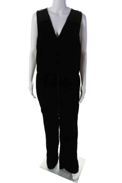 Lauren Ralph Lauren Woemens Velvet V Neck Sleeveless Jumpsuit Black Size 12