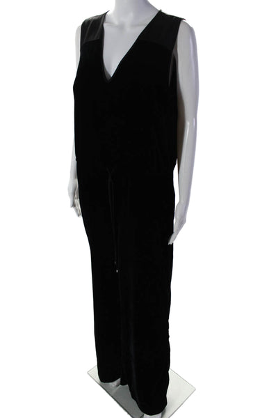 Lauren Ralph Lauren Woemens Velvet V Neck Sleeveless Jumpsuit Black Size 12