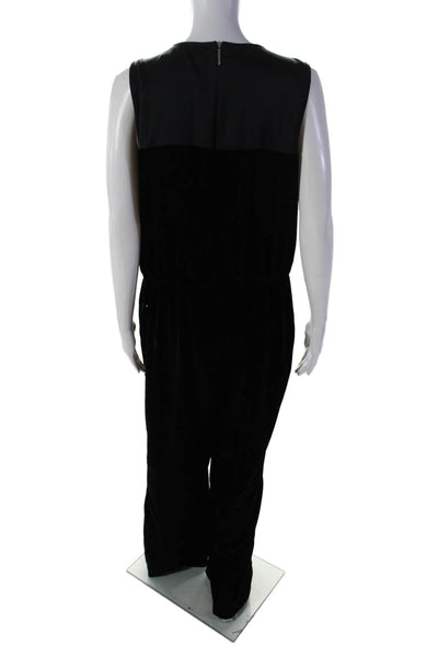 Lauren Ralph Lauren Woemens Velvet V Neck Sleeveless Jumpsuit Black Size 12