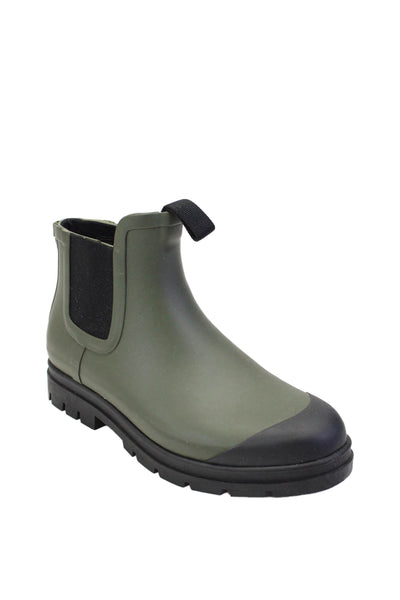 Everlane Womens Stretch Inset Pull On Rain Ankle Boots Green Black Size 8