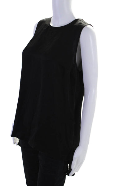 Theory Womens Silk Crew Neck Sleeveless Yinga B Tank Top Black Size Medium