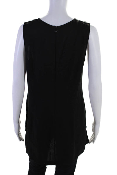 Theory Womens Silk Crew Neck Sleeveless Yinga B Tank Top Black Size Medium