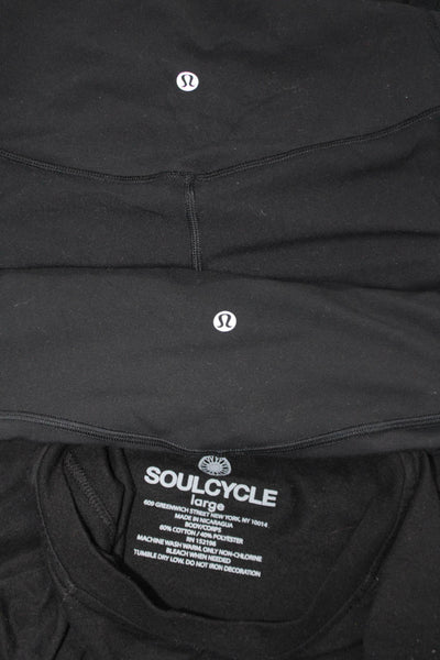 Lululemon Soul Cycle Womens Leggings Shirt Shorts Black Size 6 Large Lot 3