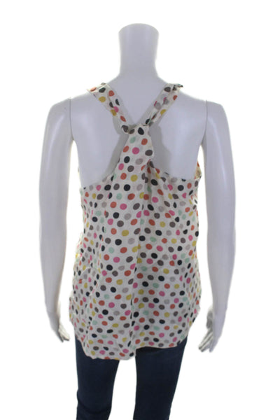 Roberta Freymann Womens Polka Dotted Criss Cross Strap Fancy Blouse White Size S