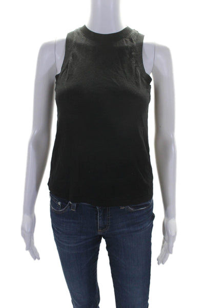 Vince Womens Crew Neck Sleeveless Tank Top Black Cotton Size Extra Small