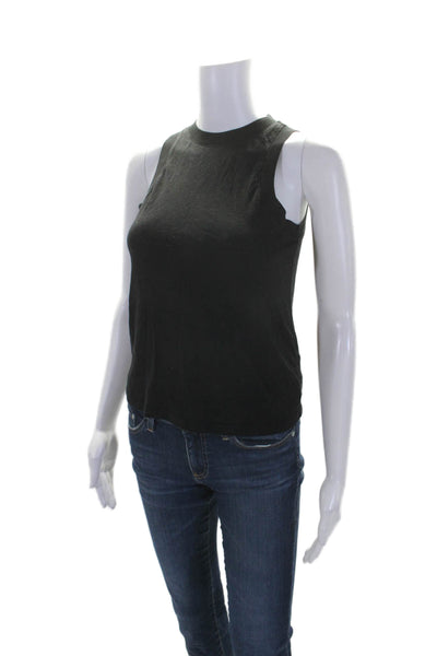 Vince Womens Crew Neck Sleeveless Tank Top Black Cotton Size Extra Small