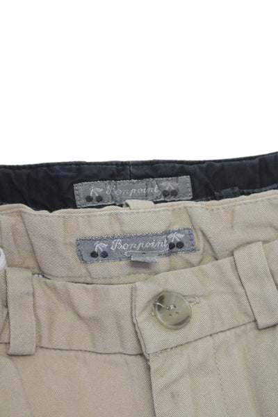 Bonpoint Boys Button Closure Pockets Walking Shorts Beige Black  Size 6 Lot 2