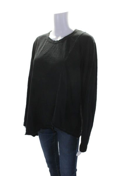 Wilt Womens Long Sleeves Crew Neck Pullover Tee Shirt Black Cotton Size Large