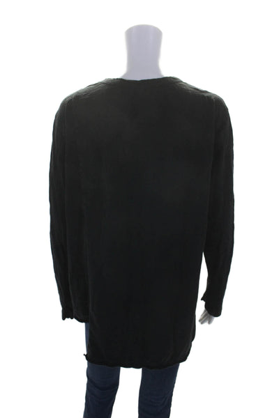 Wilt Womens Long Sleeves Crew Neck Pullover Tee Shirt Black Cotton Size Large