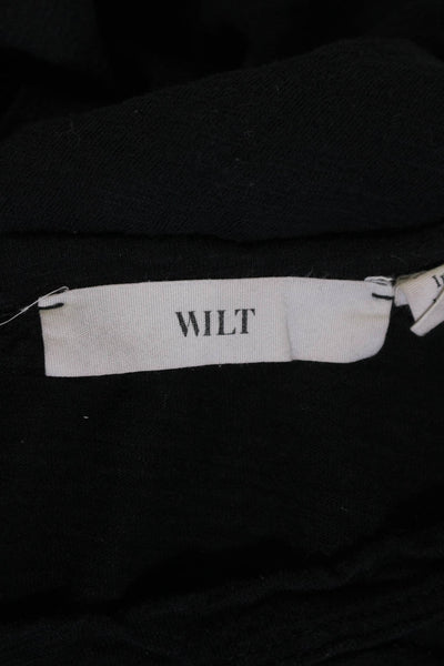 Wilt Womens Long Sleeves Crew Neck Pullover Tee Shirt Black Cotton Size Large