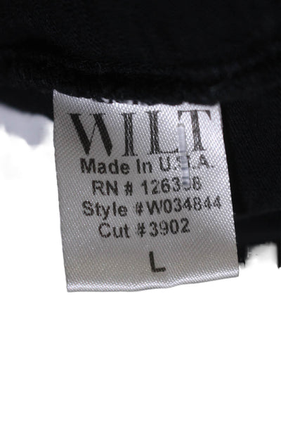 Wilt Womens Long Sleeves Crew Neck Pullover Tee Shirt Black Cotton Size Large