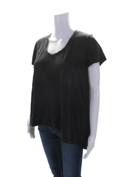 Wilt Womens Short Sleeves V Neck Pullover Tee Shirt Black Cotton Size Medium