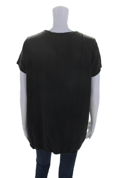 Wilt Womens Short Sleeves V Neck Pullover Tee Shirt Black Cotton Size Medium