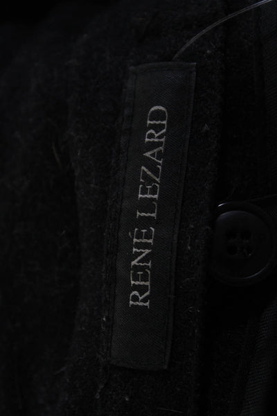 Rene Lezard Men's Collared Long Sleeves Full Zip Wool Coat Black Size 50