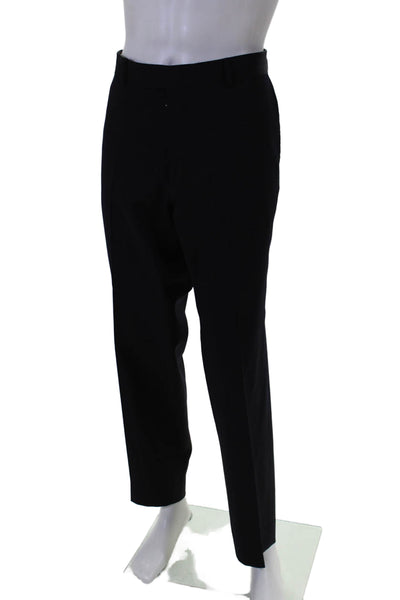 Boss Hugo Boss Mens Creased Straight Leg Dress Pants Black Wool Size 36