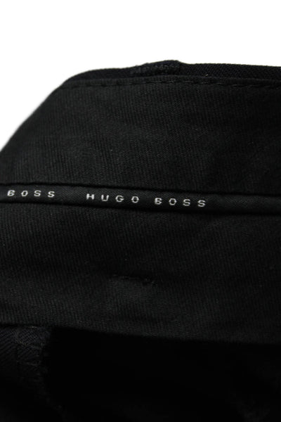 Boss Hugo Boss Mens Creased Straight Leg Dress Pants Black Wool Size 36