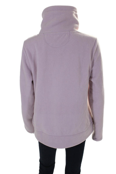 Calvin Klein Womens Front Zip Mock Neck Logo Fleece Jacket Pink Size Large