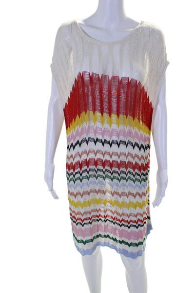 Missoni Mare Womens Scoop Neck Chevron Open Knit Cover Up White Multi Medium