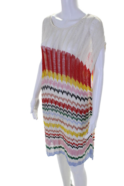 Missoni Mare Womens Scoop Neck Chevron Open Knit Cover Up White Multi Medium