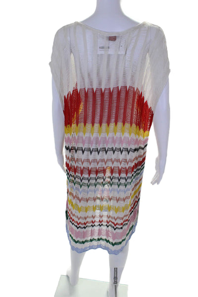 Missoni Mare Womens Scoop Neck Chevron Open Knit Cover Up White Multi Medium