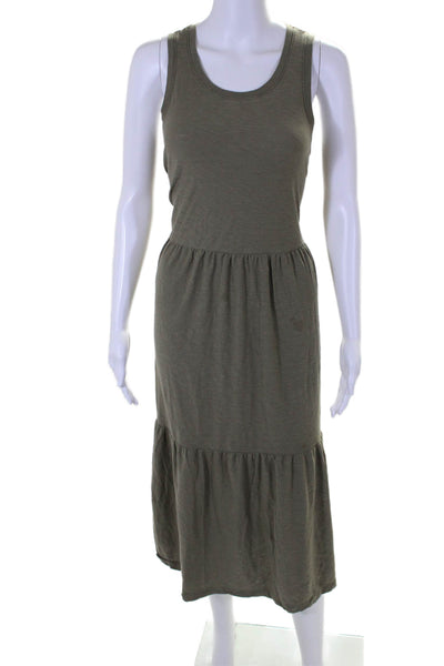 Nation LTD Womens Sleeveless A Line Maxi Dress Olive Green Cotton Size Large