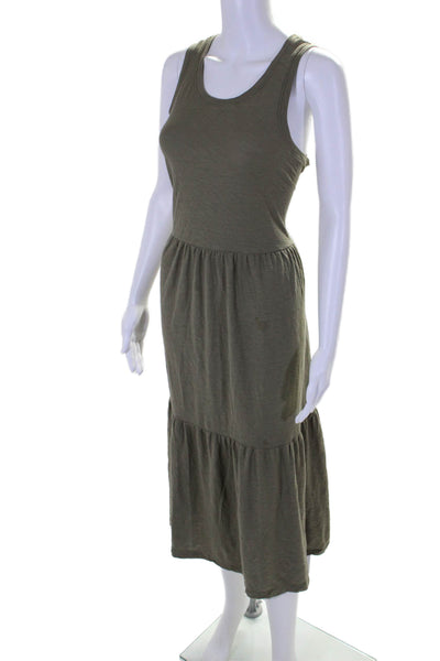 Nation LTD Womens Sleeveless A Line Maxi Dress Olive Green Cotton Size Large