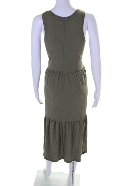 Nation LTD Womens Sleeveless A Line Maxi Dress Olive Green Cotton Size Large