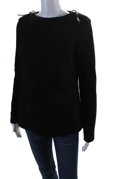 Marni Womens Scoop Neck Long Sleeve Basic Top Wool Black Size Small