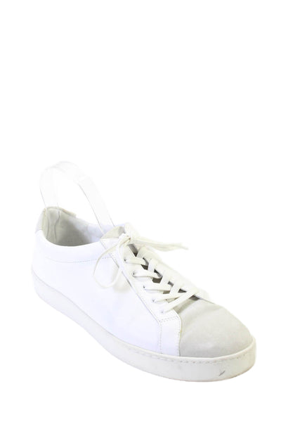 Vince Womens Low Top Lace Up Flat Sneakers Leather White Size 9 US