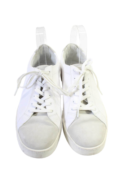 Vince Womens Low Top Lace Up Flat Sneakers Leather White Size 9 US