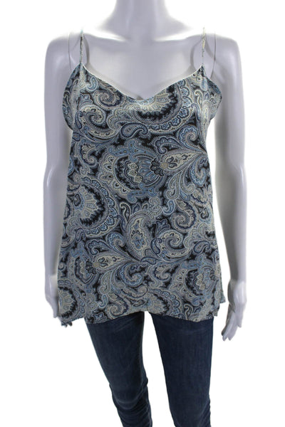 Gold Hawk Womens Silk Paisley Scoop Neck Sleeveless Pullover Tank Blue Size L