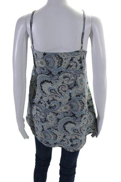 Gold Hawk Womens Silk Paisley Scoop Neck Sleeveless Pullover Tank Blue Size L