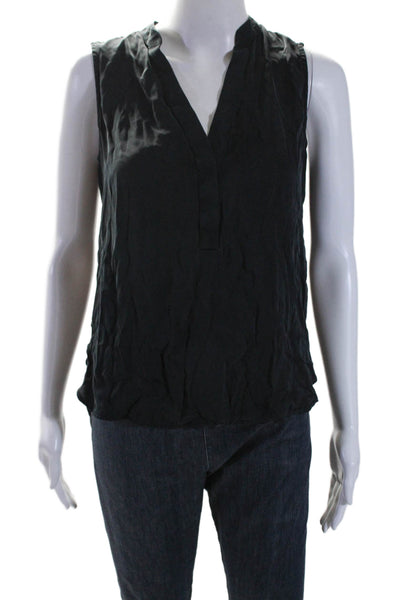 Intermix Womens Silk V-Neck Sleeveless Pullover Blouse Top Black Size S