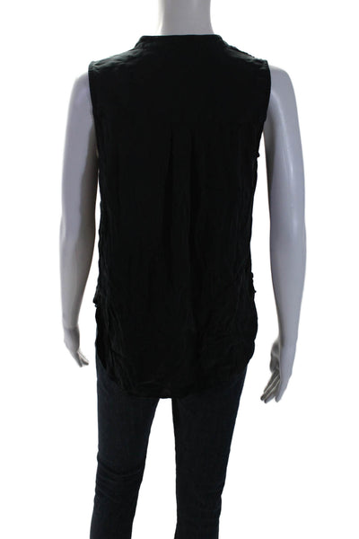 Intermix Womens Silk V-Neck Sleeveless Pullover Blouse Top Black Size S