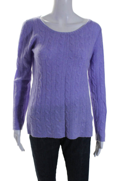 Claudia Nichole Womens Cashmere Cable Knit Long Sleeve Sweater Purple Size S