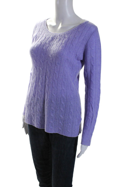 Claudia Nichole Womens Cashmere Cable Knit Long Sleeve Sweater Purple Size S