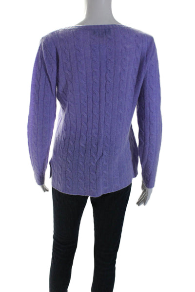 Claudia Nichole Womens Cashmere Cable Knit Long Sleeve Sweater Purple Size S