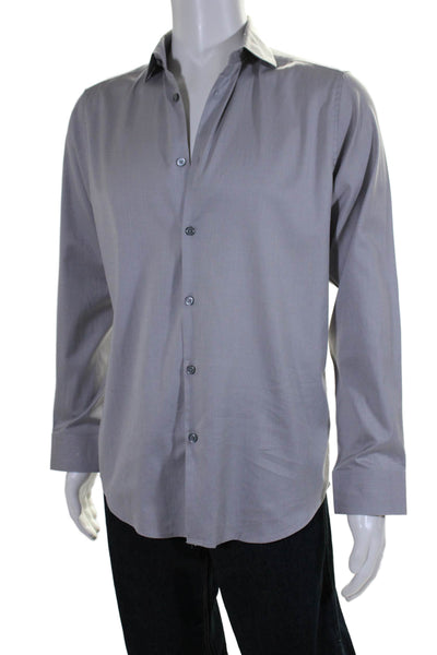 Theory Mens Cotton Collared Long Sleeve Buttoned-Up Top Gray Size EUR 32