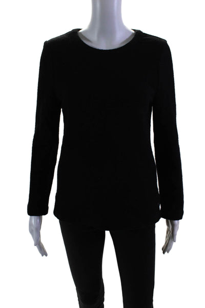 APC Womens Back Zip Long Sleeve Scoop Neck Sweater Black Wool Size XS